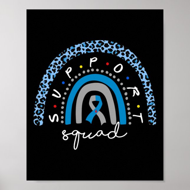 Diabetes Awareness Rainbow Leopard Support Squad B Poster (Front)