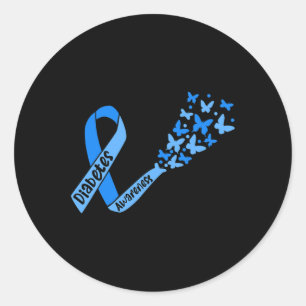 Diabetes Awareness Ribbon And Butterflies Type 1 D Classic Round Sticker