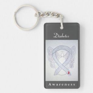 Diabetes Awareness Ribbon Angel Art Keychains