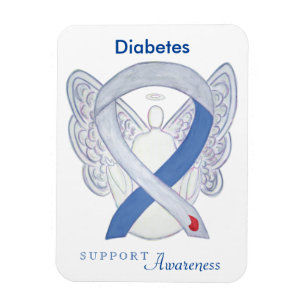 Diabetes Awareness Ribbon Angel Custom Art Magnets