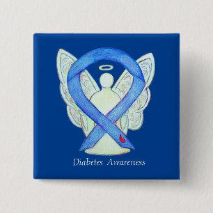 Diabetes Awareness Ribbon Angel Custom Pin Buttons