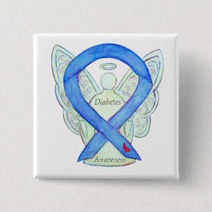 Diabetes Awareness Ribbon Angel Customised Art Pin