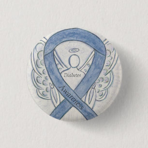 Diabetes Awareness Ribbon Angel Customised Art Pin