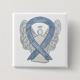 Diabetes Awareness Ribbon Angel Customised Art Pin