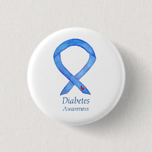 Diabetes Awareness Ribbon Art Custom Button Pins
