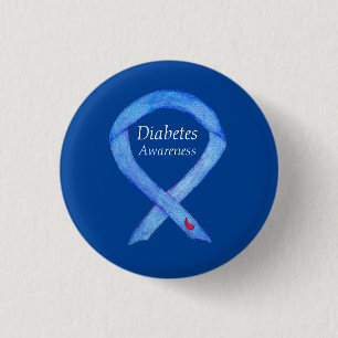 Diabetes Awareness Ribbon Art Custom Pin Buttons
