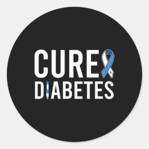Diabetes Awareness Ribbon Cure Type 1 Diabetes  Classic Round Sticker