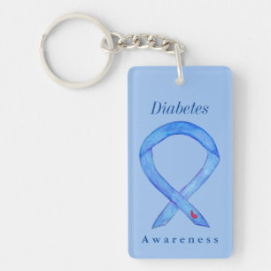 Diabetes Awareness Ribbon Custom Key Chains