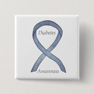 Diabetes Awareness Ribbon Customised Art Pin