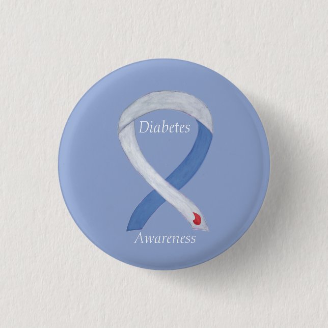 Diabetes Awareness Ribbon Customised Art Pin (Front)