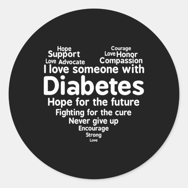 Diabetes Awareness Support Month  Classic Round Sticker (Front)