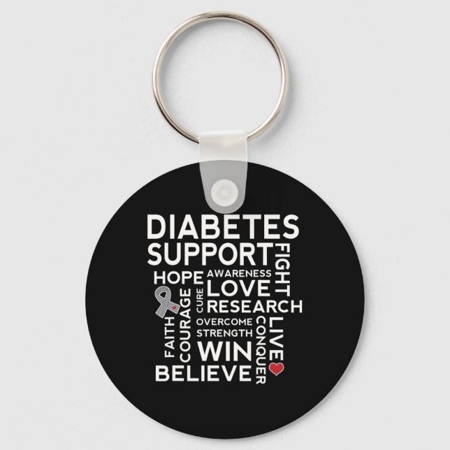 Diabetes Awareness Support Month Walk Tee  Key Ring (Front)