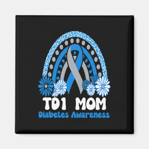 Diabetes Awareness T1d Mum Blue Sunflower Ribbon R Magnet