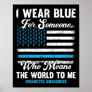 Diabetes Awareness T1d Support American Flag Blue  Poster