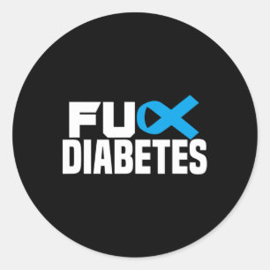 Diabetes Awareness Type 1 Type 2 Diabetic Blue Rib Classic Round Sticker