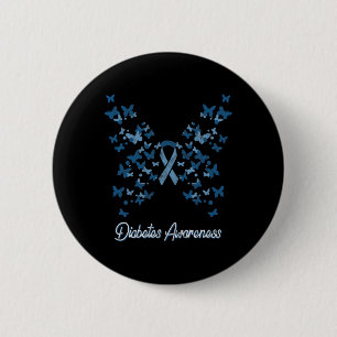 Diabetes Awareness Women's Butterfly T1 T2 6 Cm Round Badge