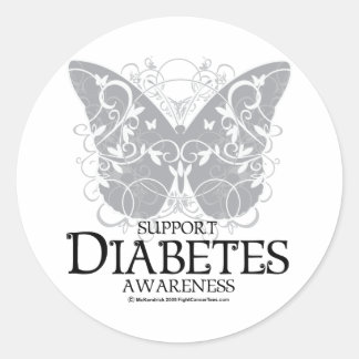 Diabetes Butterfly Classic Round Sticker