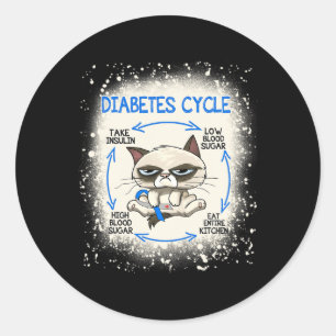 Diabetes Cycle Diabetes Awareness Fun Cat  Classic Round Sticker