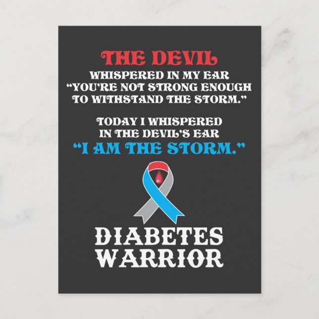Diabetes Fighter Diabetic Type 1 T1D Insulin Postcard (Front)