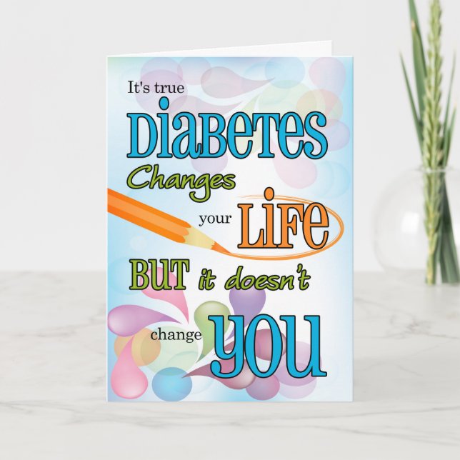 Diabetes Get Well Bright Colour Typography Card (Front)