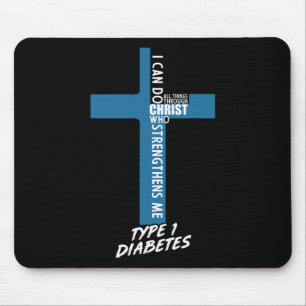 Diabetes I Can Do All Things Through Jesus T1D Sup Mouse Pad