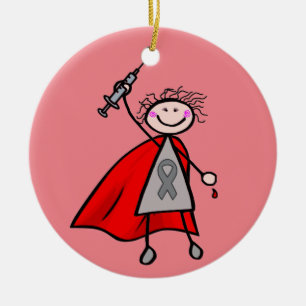Diabetes Insulin Superhero Girl Ceramic Tree Decoration
