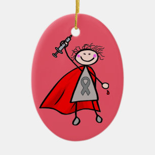 Diabetes Insulin Superhero Girl Ceramic Tree Decoration