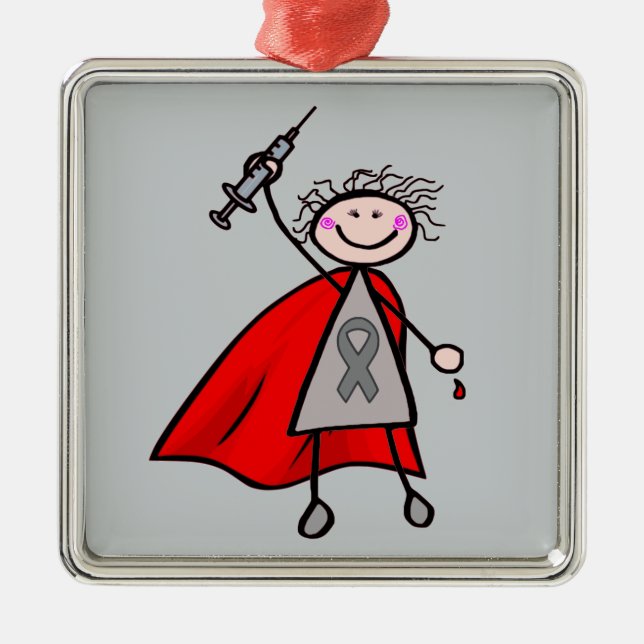 Diabetes Insulin Superhero Girl Metal Tree Decoration (Front)