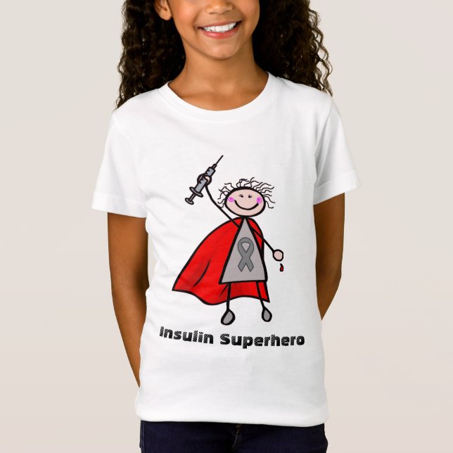 Diabetes Insulin Superhero Girl T-Shirt (Front)