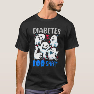 Diabetes Is Boo Sheet Blue And Grey Boos Halloween T-Shirt