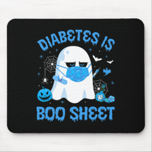 Diabetes Is Boo Sheet Blue Grey Diabetes Awareness Mouse Pad