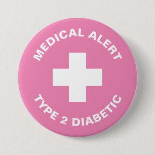 Diabetes Medical Alert Type 2 Diabetic Blue  7.5 Cm Round Badge