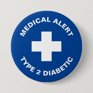 Diabetes Medical Alert Type 2 Diabetic Blue  7.5 Cm Round Badge