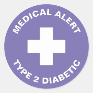 Diabetes Medical Alert Type 2 Diabetic Pink Classic Round Sticker