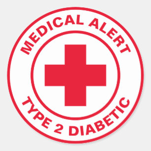 Diabetes Medical Alert Type 2 Diabetic Red Classic Round Sticker