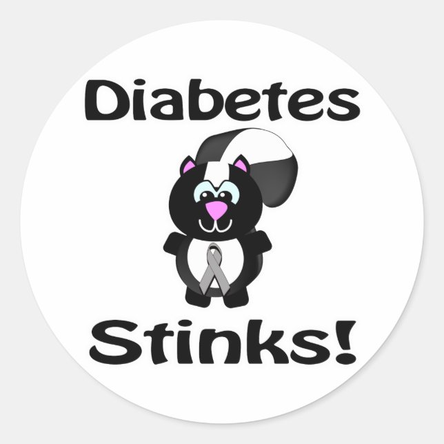 Diabetes Stinks Skunk Awareness Design Classic Round Sticker (Front)