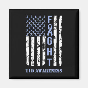 Diabetes T1d Awareness Month Fight Flag Blue Ribbo Magnet