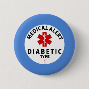 DIABETES TYPE 1 6 CM ROUND BADGE