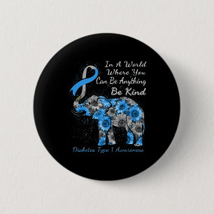 Diabetes Type 1 Awareness Sunflower Elephant Be Ki 6 Cm Round Badge