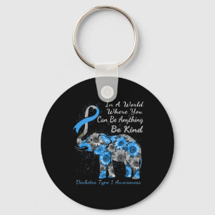 Diabetes Type 1 Awareness Sunflower Elephant Be Ki Key Ring