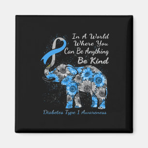 Diabetes Type 1 Awareness Sunflower Elephant Be Ki Magnet