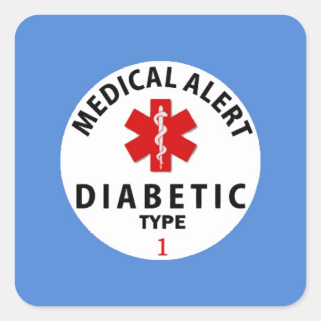 DIABETES TYPE 1 SQUARE STICKER (Front)