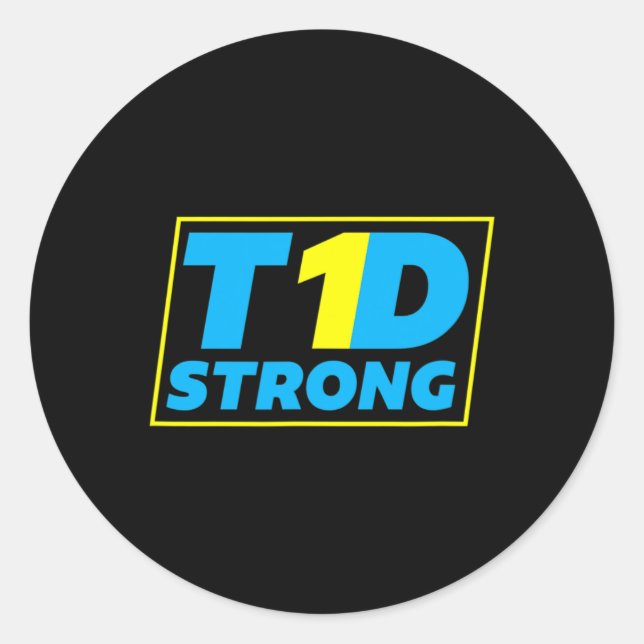Diabetes Type 1 Strong Awareness  Classic Round Sticker (Front)