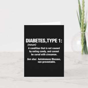 Diabetes Type 1 T1D Diabetics Fun Definition Card