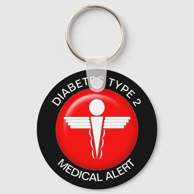 Diabetes type 2 medical alert key ring (Front)