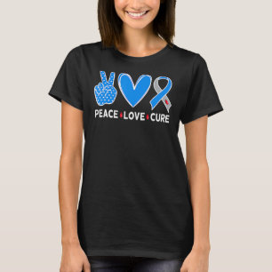 Diabetes Warrior Awareness Blue Peace Love Cure F T-Shirt