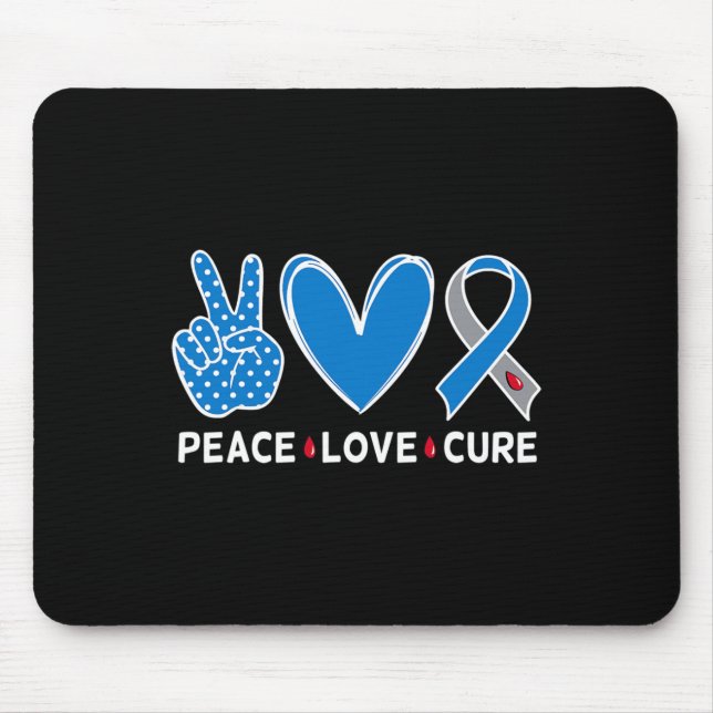 Diabetes Warrior Awareness Blue Peace Love Cure Fa Mouse Pad (Front)