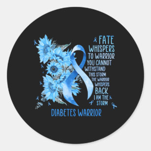 Diabetes Warrior Blue Ribbon Butterfly Diabetes Classic Round Sticker