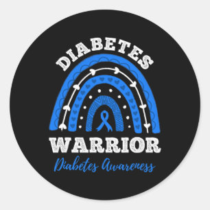 Diabetes Warrior Blue Ribbon T1d Type 1 Diabetes A Classic Round Sticker