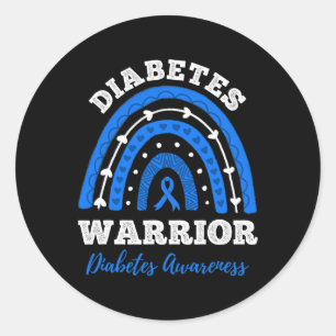 Diabetes Warrior Blue Ribbon T1d Type 1 Diabetes A Classic Round Sticker